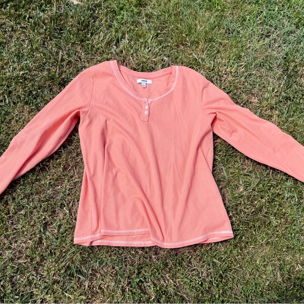 Sonoma Peach Buttoned Henley Top